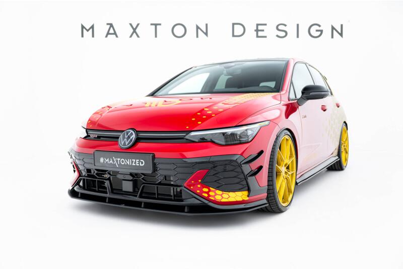 Maxton Design Street Pro Frontlippe für VW Golf 8 GTI Clubsport Facelift schwarz mit roten Streifen