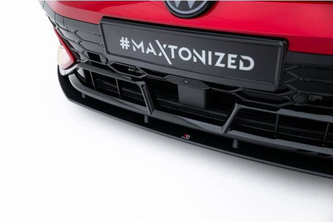 Maxton Design Street Pro Frontlippe für VW Golf 8 GTI Clubsport Facelift schwarz mit roten Streifen