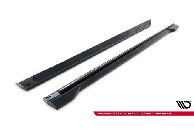 Maxton Design Seitenschweller (Paar) für Audi Q7 S-Line Mk2 Facelift 2 Hochglanz schwarz