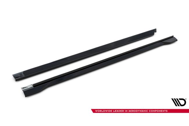 Maxton Design Seitenschweller (Paar) für Audi Q7 S-Line Mk2 Facelift 2 Hochglanz schwarz