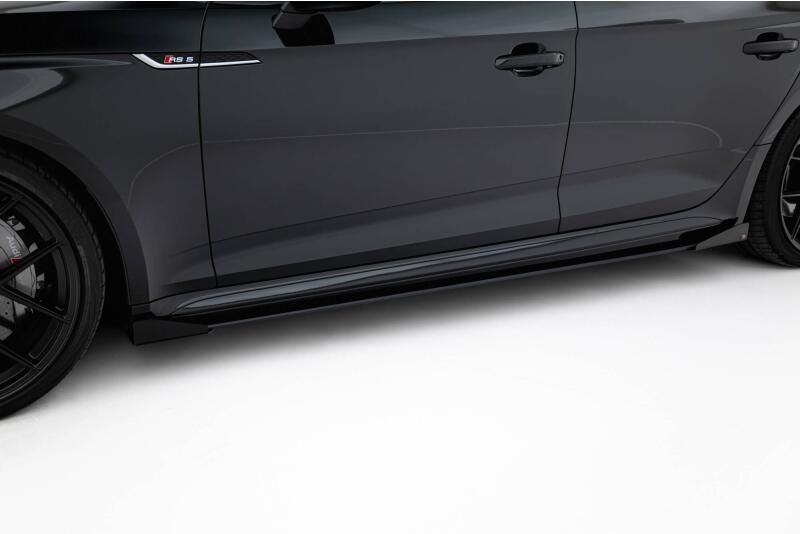 Maxton Design Street Pro Seitenschweller (Paar) mit Flaps für Audi RS5 Sportback F5 schwarz mit Hochglanz Flaps