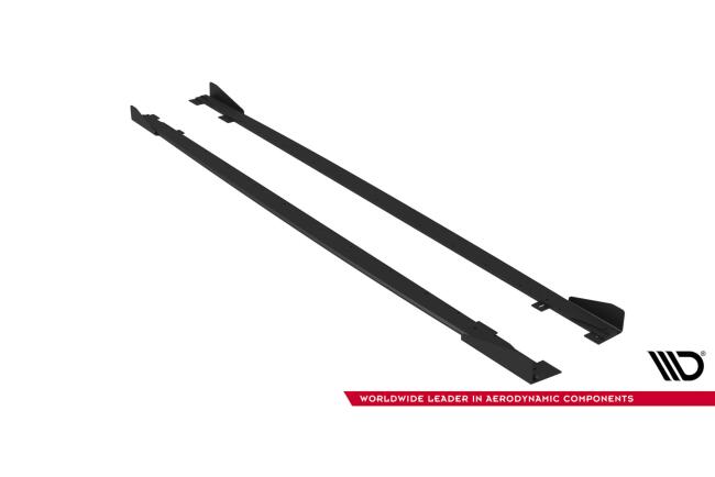 Maxton Design Street Pro Seitenschweller (Paar) mit Flaps für Audi RS5 Sportback F5 rot mit schwarzen Hochglanz Flaps