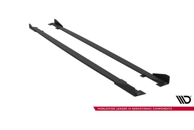 Maxton Design Street Pro Seitenschweller (Paar) mit Flaps für Audi RS5 Sportback F5 rot mit schwarzen Hochglanz Flaps