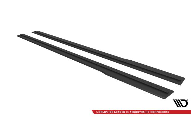 Maxton Design Street Pro Seitenschweller (Paar) für Ford Mustang GT Mk7 schwarz mit roten Streifen