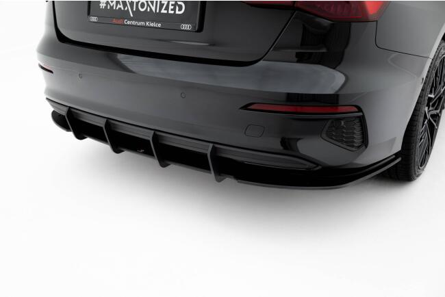 Maxton Design Street Pro Heckdiffusor für Audi A3 Limousine 8Y Schwarz-Rot