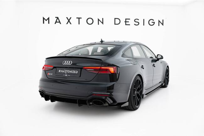 Maxton Design Street Pro Diffusor Flaps für Audi RS5 Sportback F5 Schwarz matt mit Hochglanz Flaps