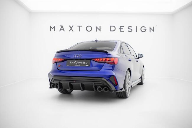 Maxton Design Diffusor Flaps V.4 für Audi S3 Limousine 8Y Facelift Hochglanz schwarz