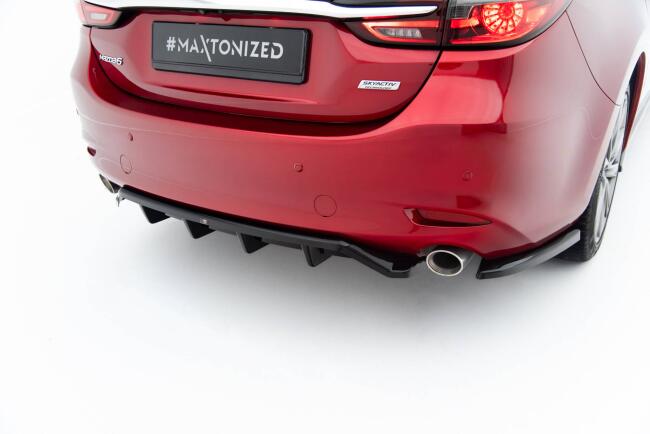 Maxton Design Diffusor Flaps für Mazda 6 Limousine Mk3 Facelift Hochglanz schwarz