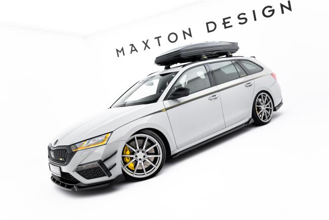 Maxton Design Seitenschweller (Paar) V.2 für Skoda Octavia RS Liftback / Combi Mk4 / Mk4 Facelift Hochglanz schwarz