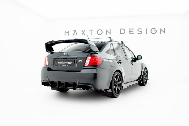 Maxton Design Street Pro Diffusor Flaps für Subaru Impreza WRX STI Mk3 Facelift Rot mit schwarzen Hochglanz Flaps