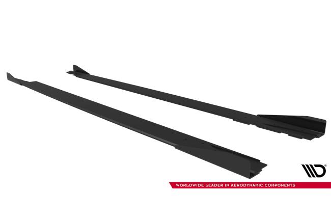 Maxton Design Street Pro Seitenschweller (Paar) mit Flaps für Mercedes CLE 53 C236 Rot mit schwarzen Hochglanz Flaps