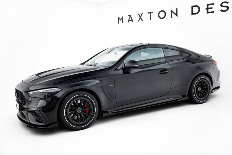 Maxton Design Street Pro Seitenschweller (Paar) mit Flaps für Mercedes CLE 53 C236 Schwarz mit Hochglanz Flaps
