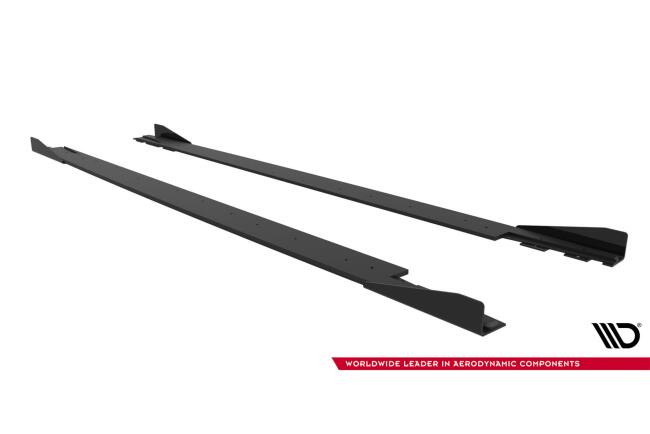 Maxton Design Street Pro Seitenschweller (Paar) mit Flaps für Mercedes CLE 53 C236 Schwarz mit Hochglanz Flaps