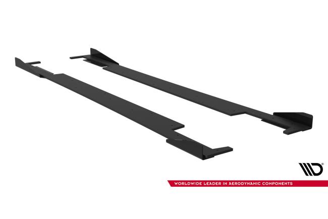Maxton Design Street Pro Seitenschweller (Paar) mit Flaps für Subaru Impreza WRX STI Mk3 Facelift Schwarz mit Hochglanz Flaps