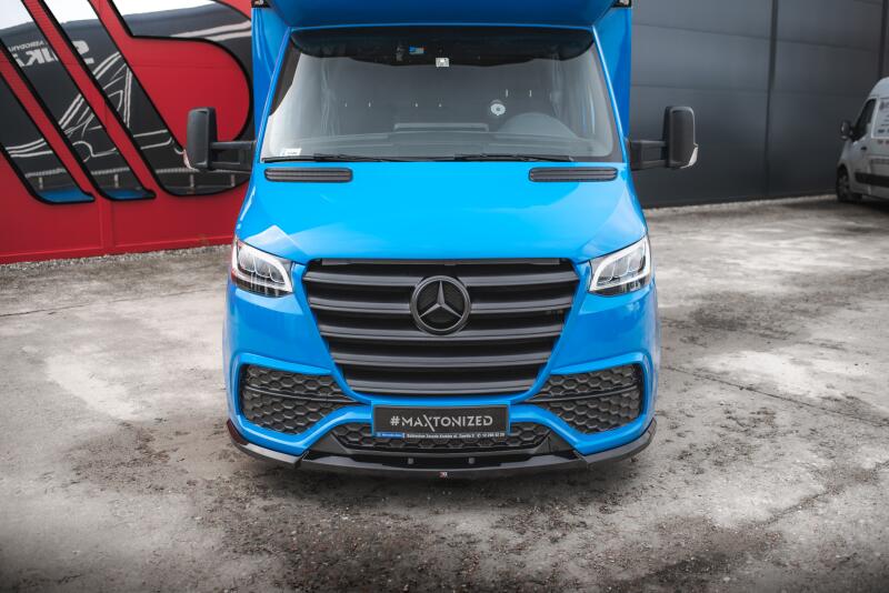 Maxton Design Frontlippe mit Flaps für Mercedes Sprinter Mk3 Hochglanz schwarz