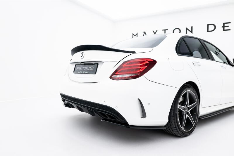 Maxton Design Diffusor Flaps für Mercedes C-Klasse AMG-Line Limousine W205 Hochglanz schwarz
