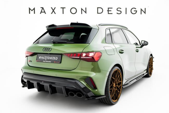 Maxton Design Diffusor Flaps V.3 für Audi S3 Sportback 8Y Facelift Hochglanz schwarz