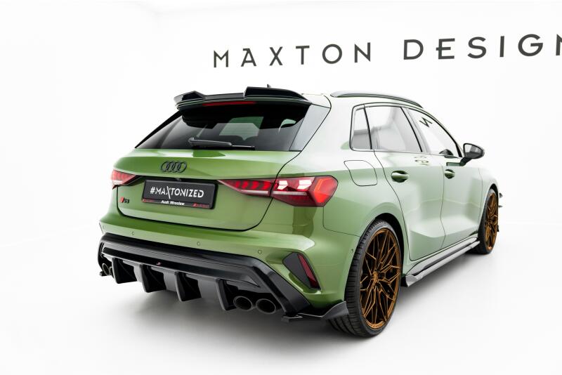 Maxton Design Diffusor Flaps V.4 für Audi S3 Sportback 8Y Facelift Hochglanz schwarz