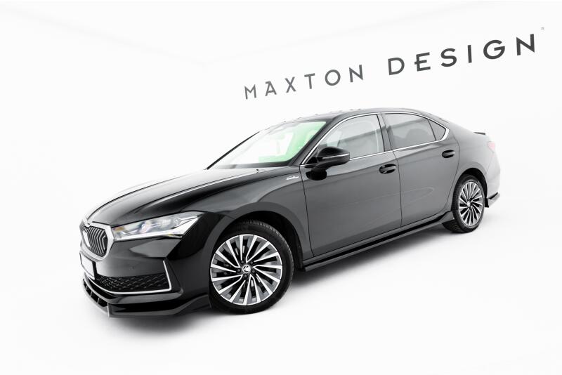 Maxton Design Seitenschweller (Paar) V.2 für Skoda Superb Mk4 Hochglanz schwarz