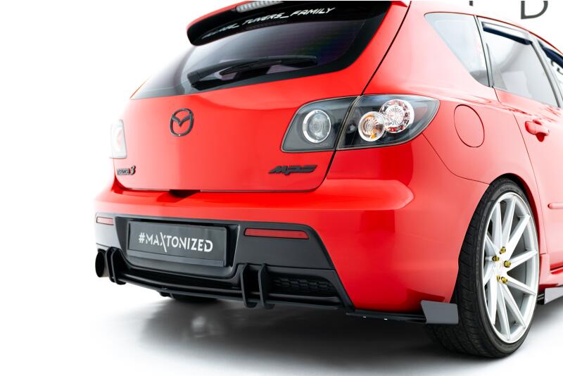 Maxton Design Street Pro Heckdiffusor für Mazda 3 MPS Mk1 EU Version Schwarz-Rot