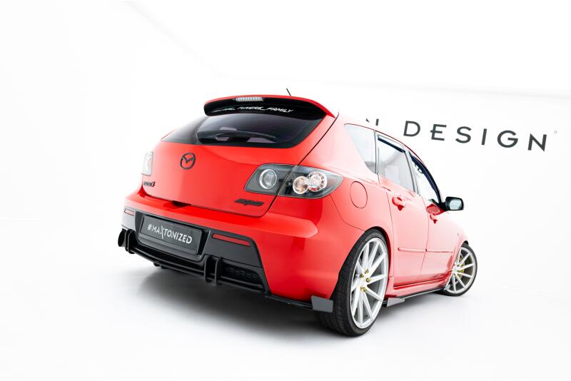 Maxton Design Street Pro Diffusor Flaps für Mazda 3 MPS Mk1 EU Version Schwarz mit Hochglanz Flaps