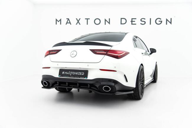 Maxton Design mittlerer Heckdiffusor DTM Look für Mercedes-AMG CLA 35 / 45 Coupe / Shooting Break C118 / X118 Facelift Hochglanz schwarz