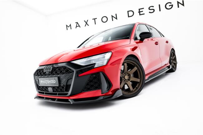 Maxton Design Frontlippe V.3 für Audi RS3 Limousine 8Y Facelift Hochglanz schwarz