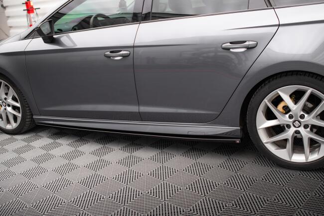 Maxton Design Seitenschweller (Paar) V.5 für Seat Leon Cupra / FR / Standard (mit Aero Paket) Mk3 2012-2020 Hochglanz schwarz