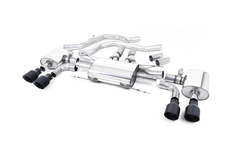 Milltek Sport Auspuffanlage für Alfa Romeo Giulia Quadrifoglio 2.9 V6 Biturbo (ohne OPF) 2017-2023 Schwarz 4 x 100mm