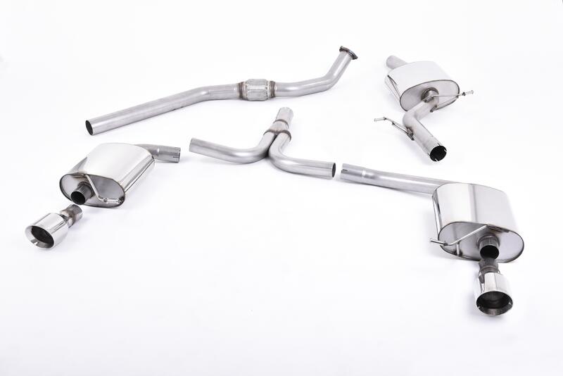 Milltek Sport Auspuffanlage für Audi A4 (B8) / A5 (8T) 2.0 TFSI S-Line Tiptronic mit S4 / S5 Heckstoßstange 2008-2012 Poliert 2 x 100mm