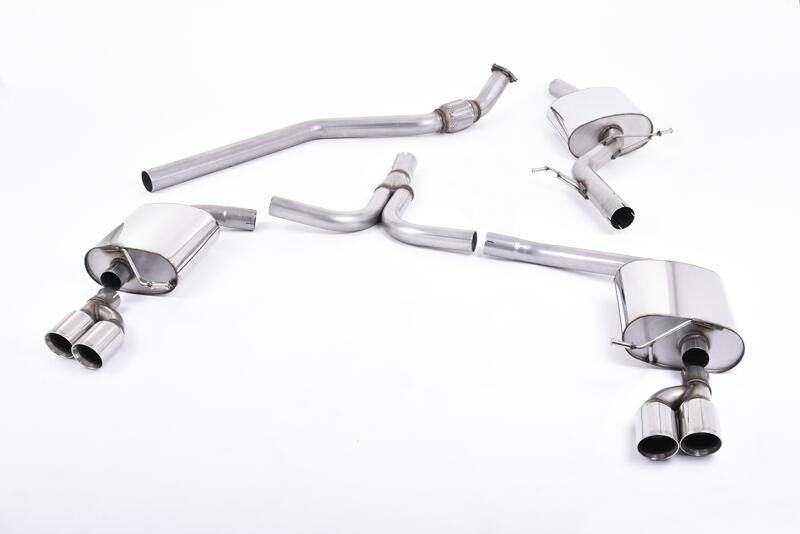 Milltek Sport Auspuffanlage für Audi A4 (B8) / A5 (8T) 2.0 TFSI S-Line Tiptronic mit S4 / S5 Heckstoßstange 22008-2012 Poliert 4 x 80mm