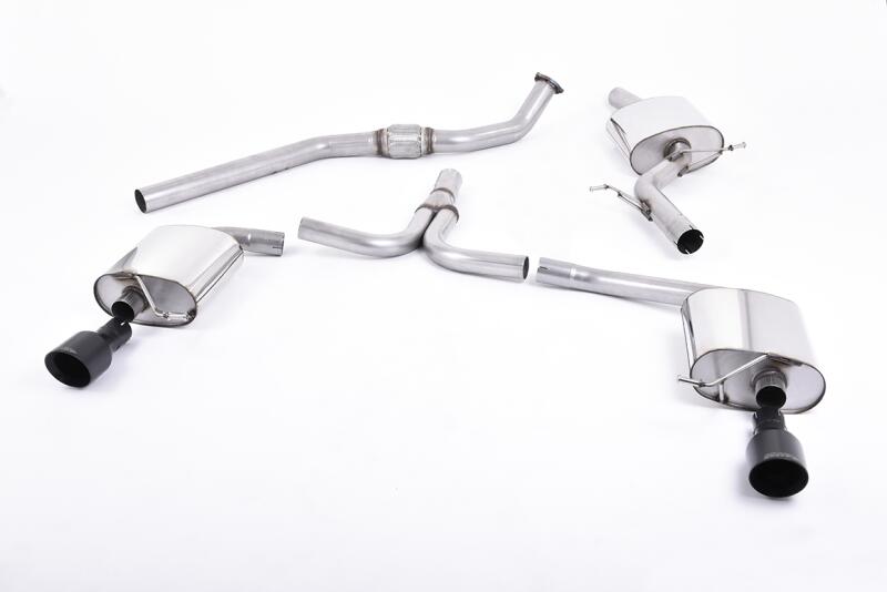 Milltek Sport Auspuffanlage für Audi A4 (B8) / A5 (8T) 2.0 TFSI S-Line Tiptronic mit S4 / S5 Heckstoßstange 2008-2012 Schwarz 2 x 100mm