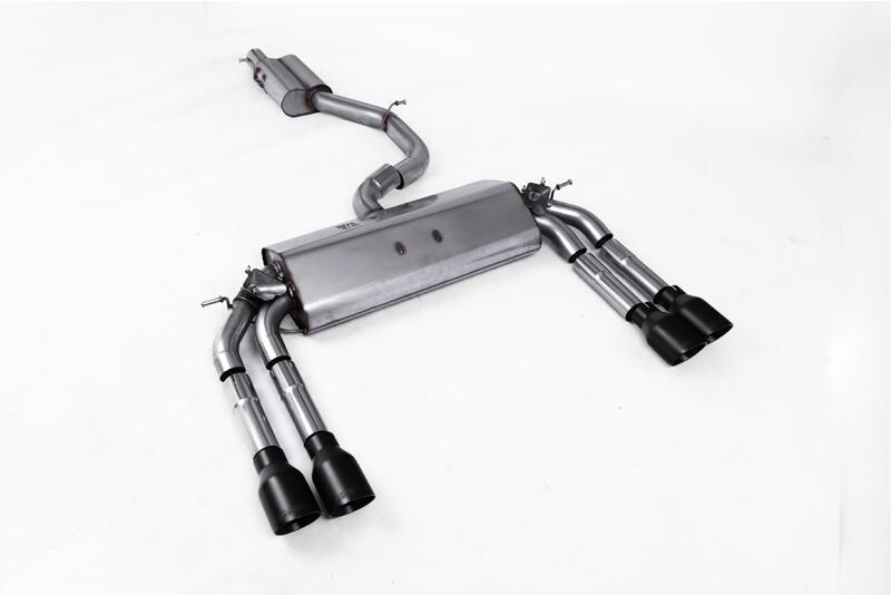 Milltek Sport Auspuffanlage für Audi S3 (8V) Limousine und Cabrio 2.0 TFSI quattro 300 PS und 310 PS (ohne OPF) 2013-2018 Schwarz 4 x 100mm rund