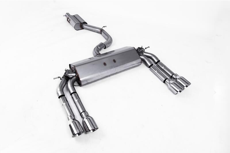 Milltek Sport Auspuffanlage für Audi S3 (8V) Limousine und Cabrio 2.0 TFSI quattro 300 PS und 310 PS (ohne OPF) 2013-2018 Poliert 4 x 100mm rund