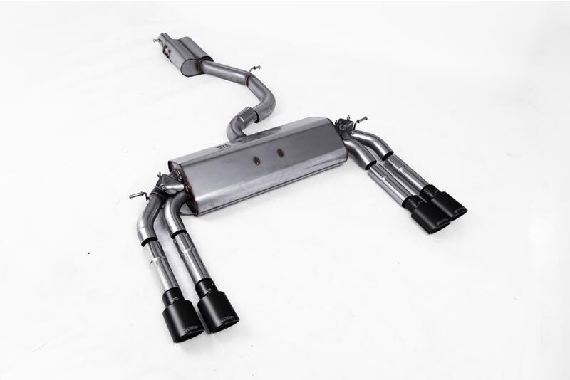 Milltek Sport Auspuffanlage für Audi S3 (8V) Limousine und Cabrio 2.0 TFSI quattro 300 PS und 310 PS (ohne OPF) 2013-2018 Schwarz 4 x 100mm oval