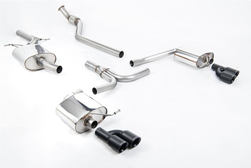 Milltek Sport Auspuffanlage für Audi A4 (B8) 2.0 TFSI S-Line Handschalter mit S4 Heckstoßstange 2008-2012 Schwarz 4 x 80mm