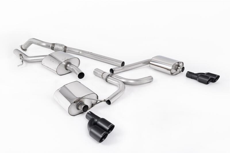 Milltek Sport Auspuffanlage für Audi A4 (B8) / A5 (8T) 2.0 TFSI S-Line Tiptronic mit S4 / S5 Heckstoßstange 2008-2012 Schwarz 4 x 80mm