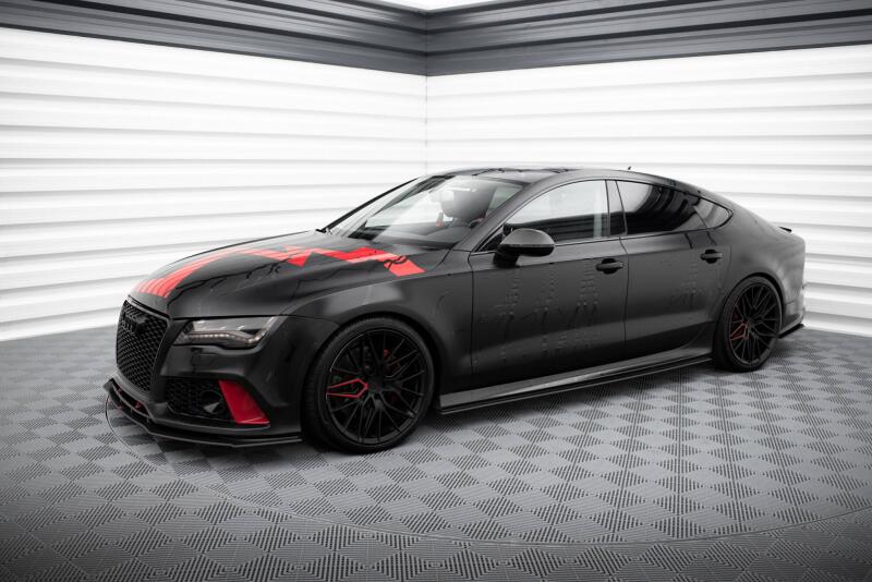 Street Pro Seitenschweller für Audi A7 RS7-Look C7 Schwarz matt