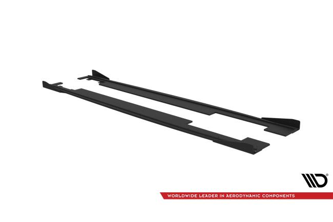 Street Pro Seitenschweller mit Flaps für Audi A7 RS7 Look C7 Schwarz mit Hochglanz Flaps