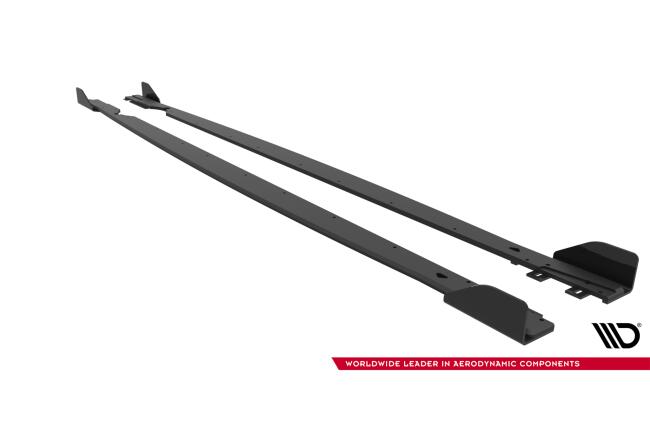 Street Pro Seitenschweller mit Flaps für VW Golf R 8 / 8 Facelift Rot mit schwarzen Hochglanz Flaps