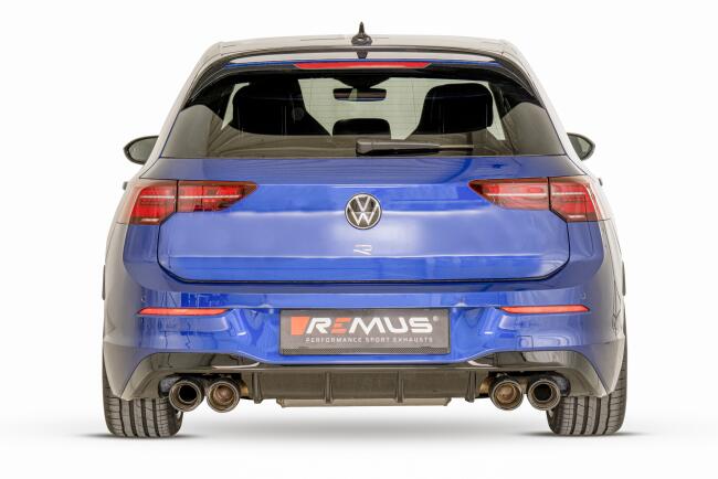 REMUS Sport Auspuffanlage für VW Golf 8 R 2.0 TSI 4Motion 320 PS und 333 PS (mit OPF) 2020-2024 Verchromt 4 x 102mm