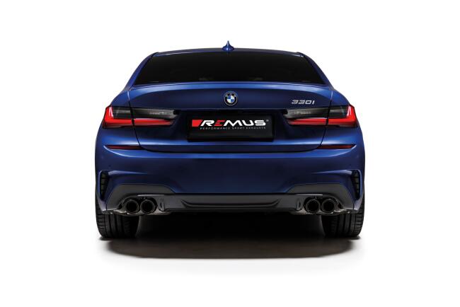 Remus Klappen Sportauspuff für BMW 3er G20 / G21 320i und 330i (mit OPF, auch xDrive) 2019-2026 Carbon 4 x 84mm