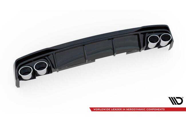 B-Ware Maxton Design Heckdiffusor mit Endrohr Attrappe Schwarz für Audi A6 S-Line C8