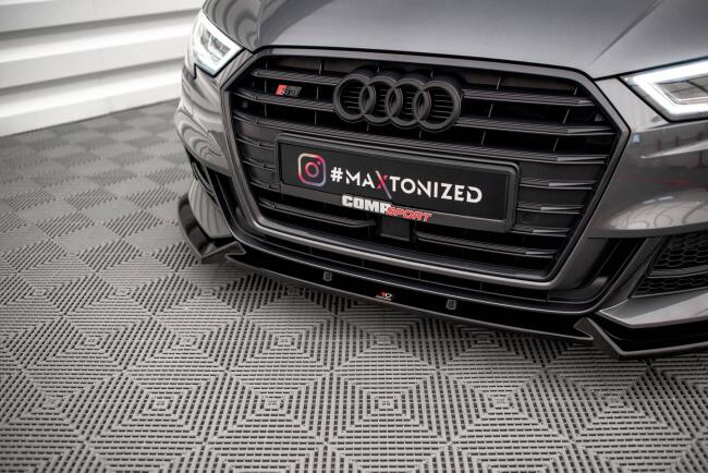 B-Ware Maxton Design Frontlippe V.1 für Audi S3 Sportback 8V Facelift Hochglanz schwarz