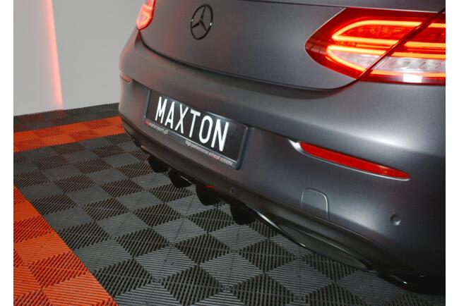 B-Ware Maxton Design Heckdiffusor für Mercedes C-Klasse W205 Coupe AMG-Line Hochglanz schwarz