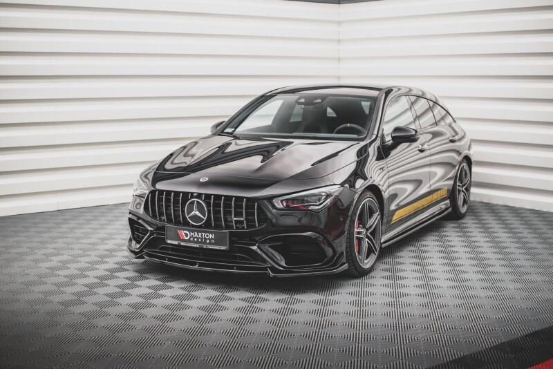 B-Ware Maxton Design Frontlippe V.2 für Mercedes CLA 45 AMG Aero C118 Hochglanz schwarz
