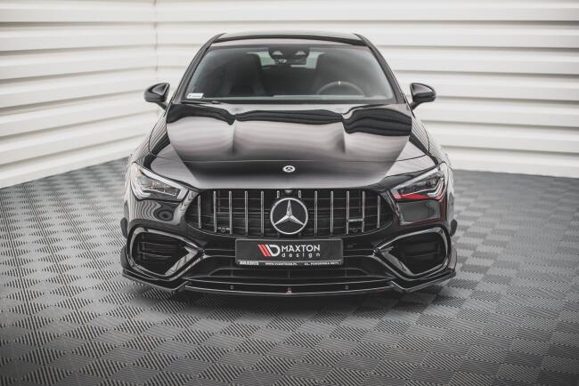 B-Ware Maxton Design Frontlippe V.2 für Mercedes CLA 45 AMG Aero C118 Hochglanz schwarz