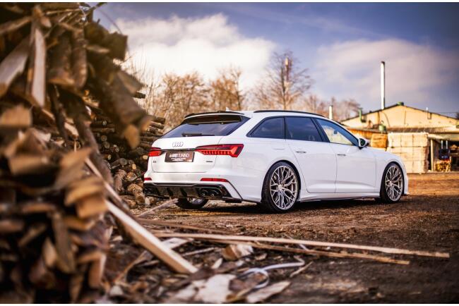 B-Ware Maxton Design Heckdiffusor mit Endrohr Attrappe Schwarz für Audi A6 S-Line C8