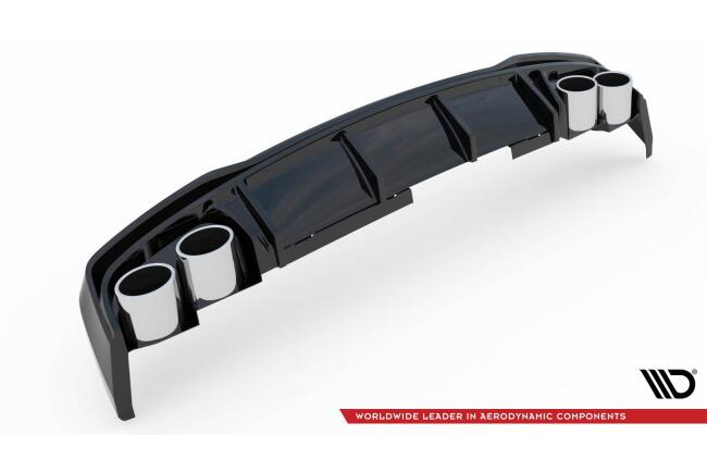 B-Ware Maxton Design Heckdiffusor mit Endrohr Attrappe Schwarz für Audi A6 S-Line C8