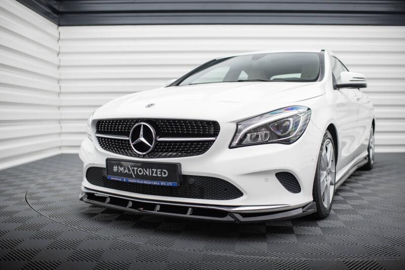 B-Ware Maxton Design Frontlippe für Mercedes-Benz CLA C117 Facelift Hochglanz schwarz